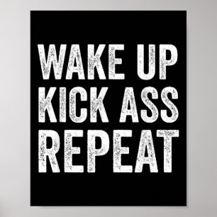 Vakna KICKA REP,roligt Citat Träningsmotivation Poster