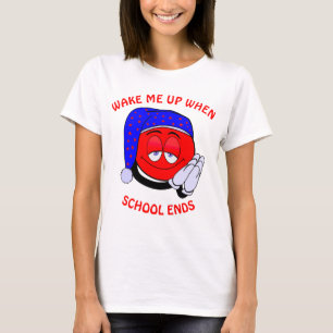 Vakna när skolan slutar med roligt emoji T-Shirt