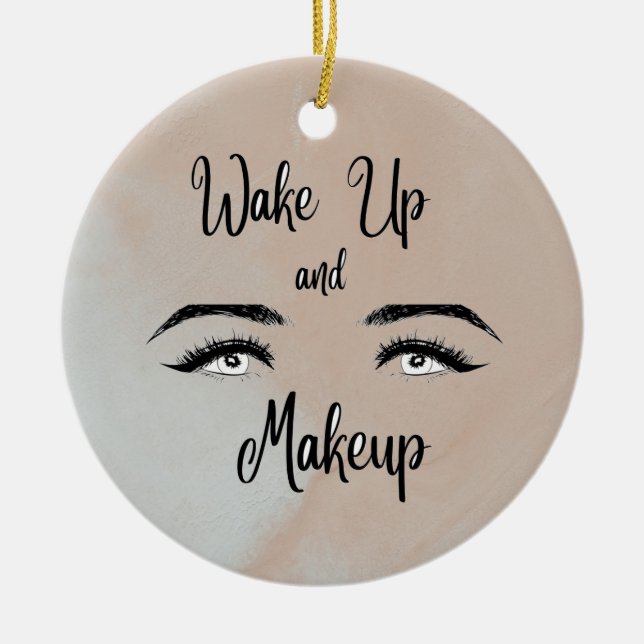 Vakna och makeup julgransprydnad keramik (Framsidan)