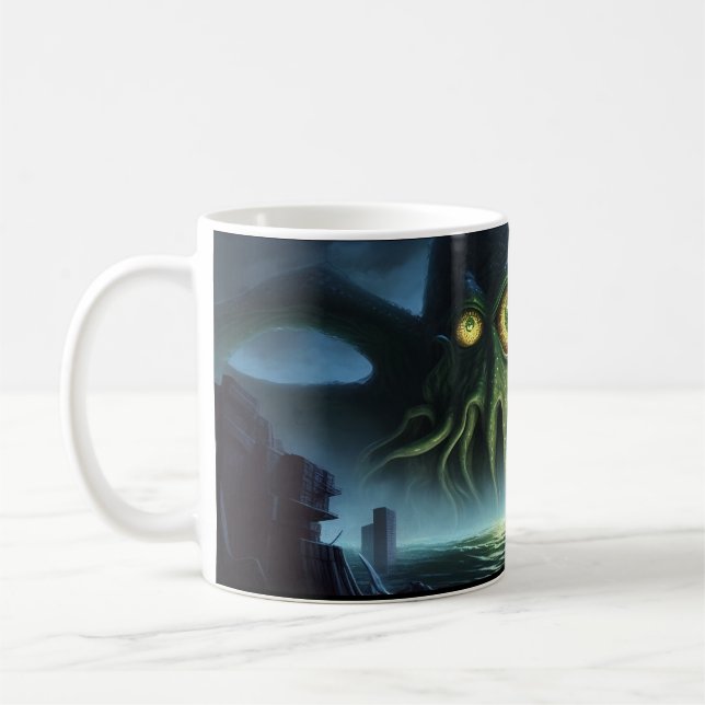 Vakna och ring till Cthulu! mugg! Kaffemugg (Vänster)