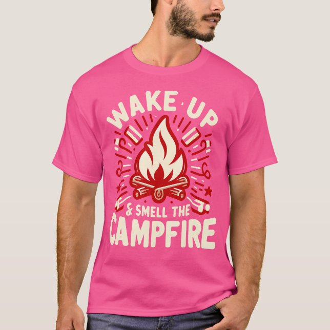 Vakna och såll Campfire Camping T Shirt (Framsida)