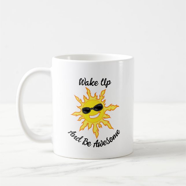 Vakna Och Var Fantastisk Sol Med Solglasögon Kaffemugg (Vänster)