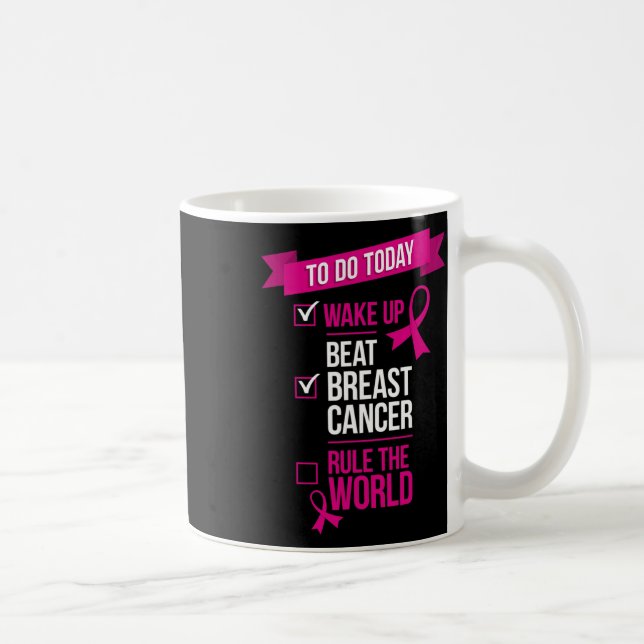 Vakna slå bröstcancer härska världen 3  kaffemugg (Höger)