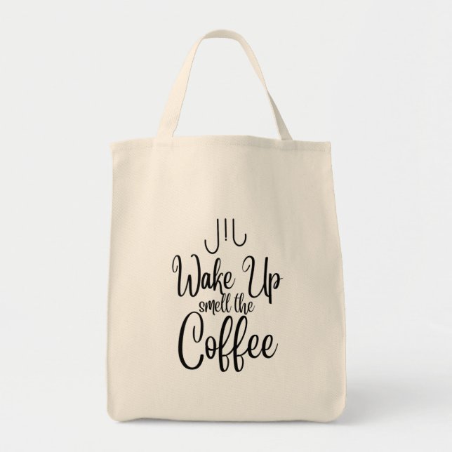 Vakna Upp Lukta Kaffet Typografi Tygkasse (Framsidan)