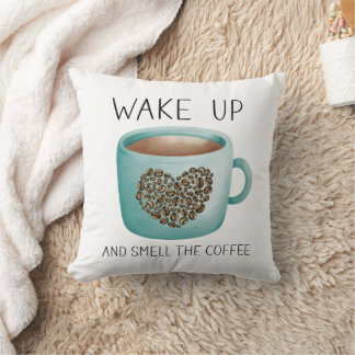 Vakna Upp Lukta Koffet - Akvarell Koffebönor Kudde