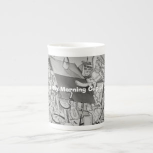 Vakna upp morgonkaffe benporslin mugg