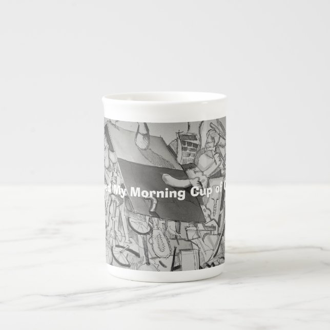 Vakna upp morgonkaffe benporslin mugg (Framsidan)