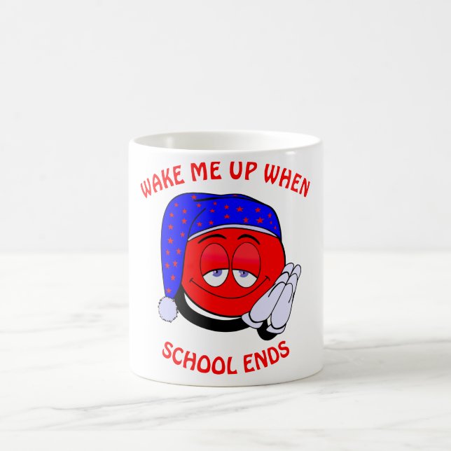 Vakna upp när skolan slutar med konstiga emoji kaffemugg (Center)