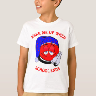 Vakna upp när skolan slutar med konstiga emoji t shirt