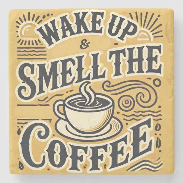 Vakna upp och blötlägga kaffet Underlägg (Framsidan)