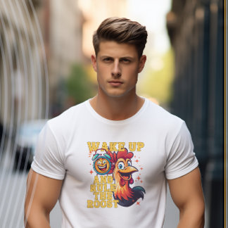 Vakna upp och regera Roost Funny Tupp T Shirt
