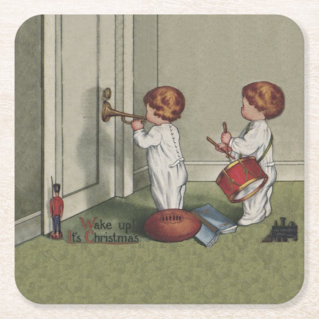 Vakna upp sin vackra julbild underlägg papper kvadrat (Framsidan)