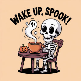 Vakna upp Spook Funny Skeleton Halloween-kaffe T Shirt