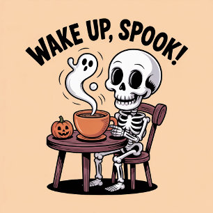 Vakna upp Spook Funny Skeleton Halloween-kaffe T Shirt