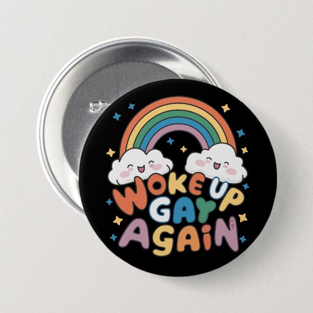 Vaknade gay igen HBTQ-prandets månad Groovy  Knapp (Framsida & baksida)