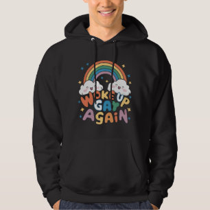 Vaknade Gay Igen HBTQ Pride Månad Groovy Hoodie