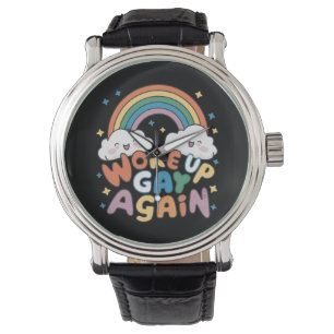 Vaknade gay igen HBTQ-prismånad Groovy Armbandsur