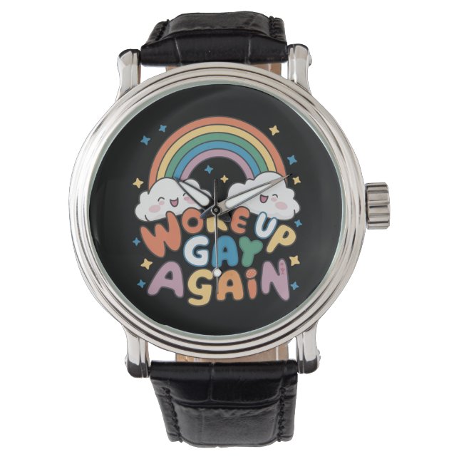 Vaknade gay igen HBTQ-prismånad Groovy Armbandsur (Framsida)