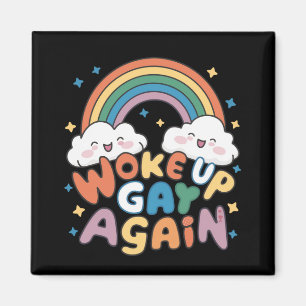 Vaknade Gay Igen HBTQ-stolthet Månad Groovy Magnet