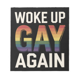 Vaknade Gay Igen Rolig HBTQ Pride Allierad Regnbåg Anteckningsblock