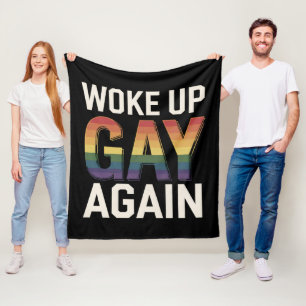 Vaknade Gay Igen Rolig HBTQ Pride Allierad Regnbåg Fleecefilt