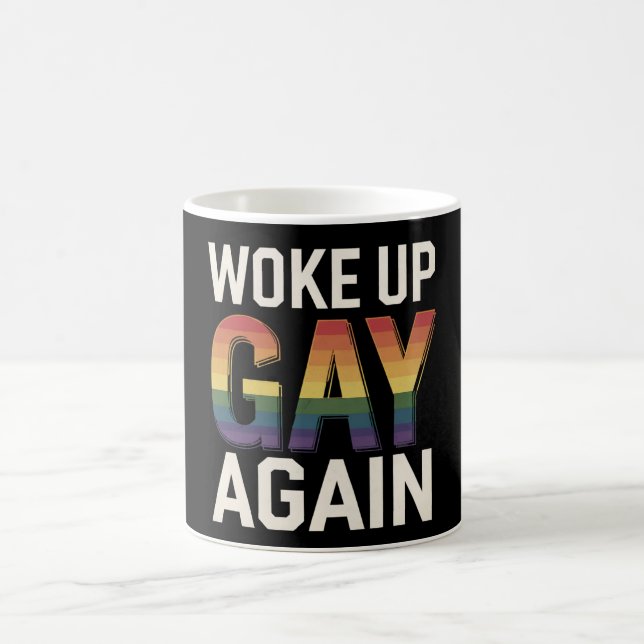 Vaknade Gay Igen Rolig HBTQ Pride Allierad Regnbåg Kaffemugg (Center)