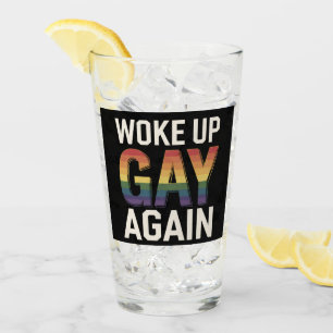 Vaknade Gay Igen Roligt HBTQ Pride Allierad Regnbå Glaskopp