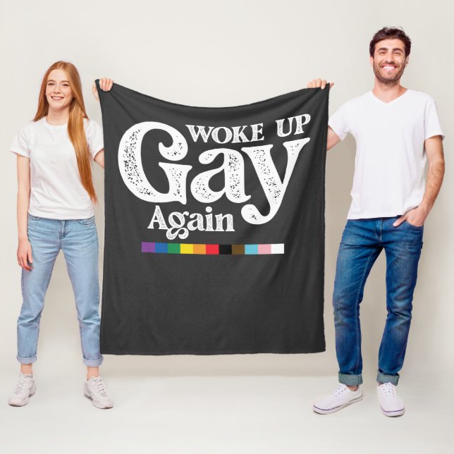 Vaknade Gay Igen Stöd LGBT Pride Fleecefilt (På plats)