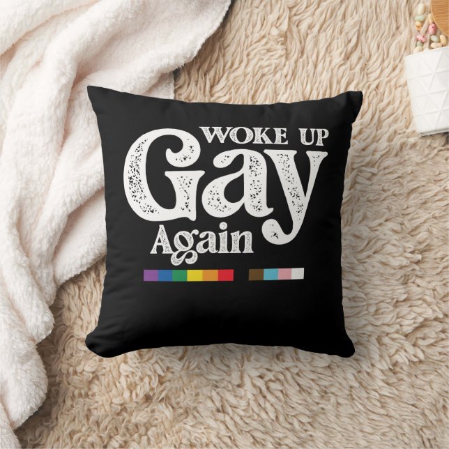 Vaknade Gay Igen Stöd LGBT Pride Kudde (Filt)
