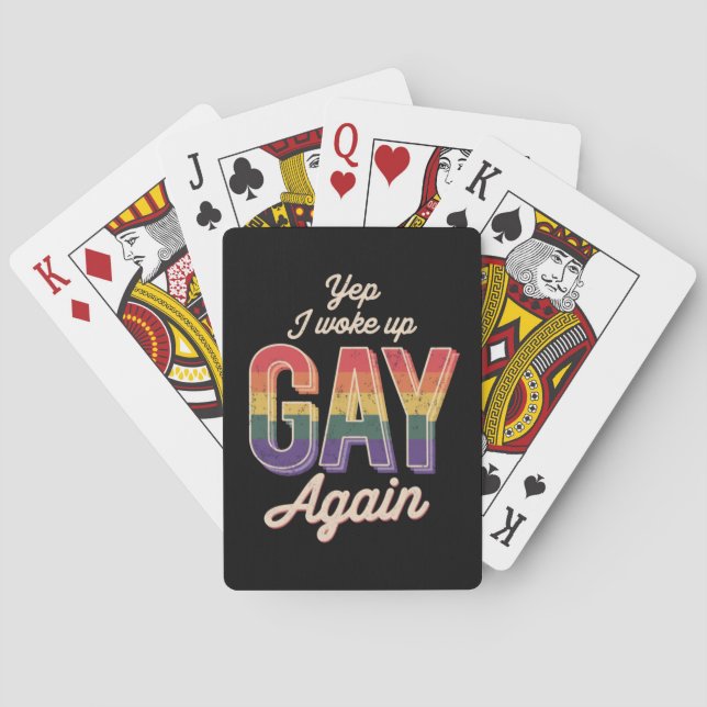 Vaknade upp HBTQ regnbåge Pride queer CSD-fest LGB Casinokort (Baksidan)