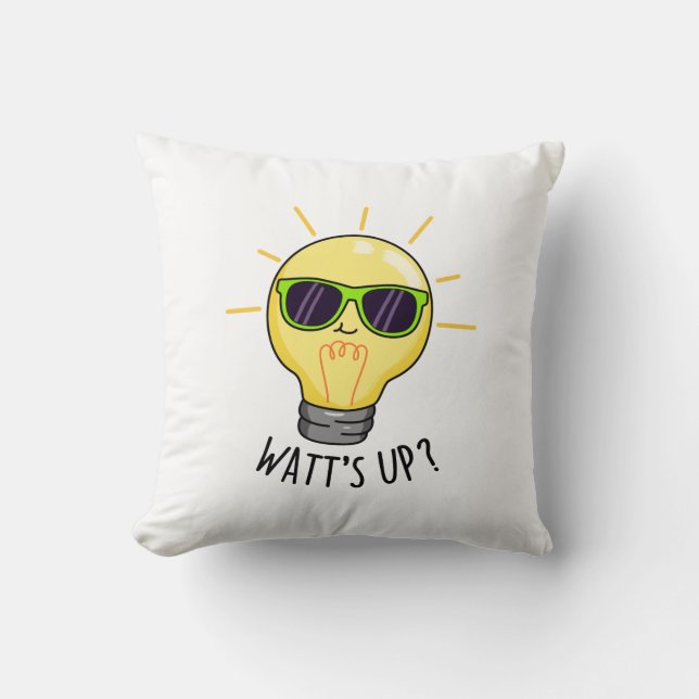 Vaknar upp Ljus Bulb Pun Kudde (Framsida)