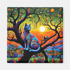 Vaksam katt magnet