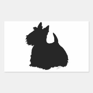 Vaksam skotsk terrier-silhuett rektangulärt klistermärke