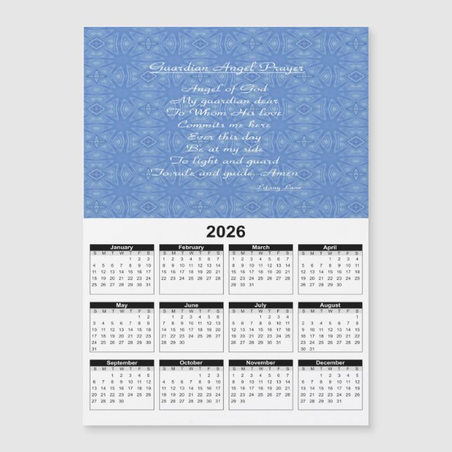 Väktarängelbön Blå 2026 Kalender (Framsida)