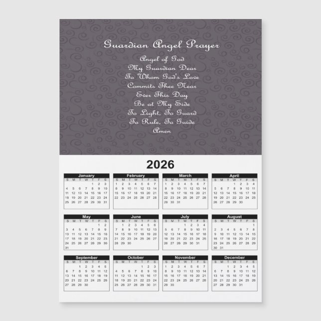 Väktarängelns bön Kol 2026 Kalender (Framsida)