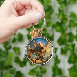 Vaktare av den himmelska porten – Anubis Rund Silverfärgad Nyckelring