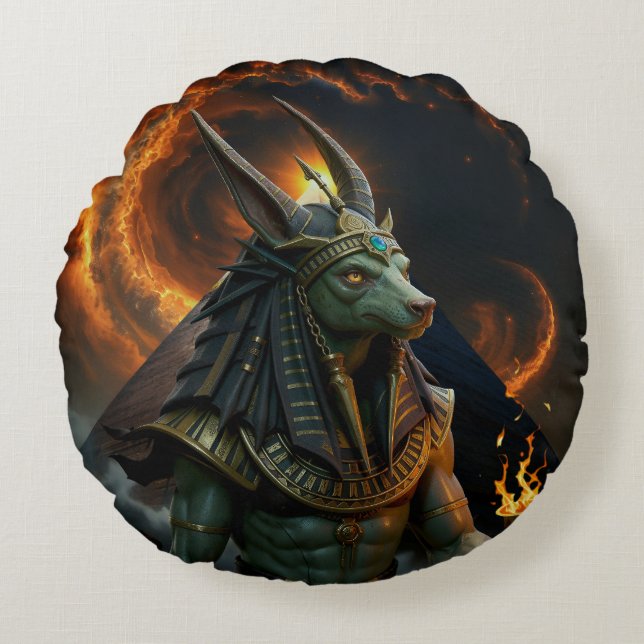 Väktare av efterlivet – Anubis.  Rund Kudde (Framsidan)
