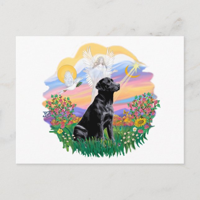 Väktare - Svart Labrador Retriever Vykort (Framsida)