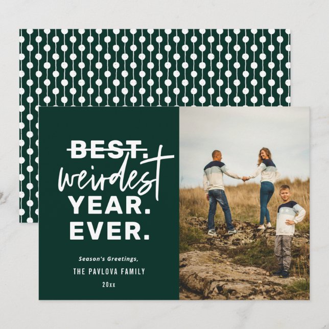 Väktast år i Humor Grönt Julkort (Fram/baksida)