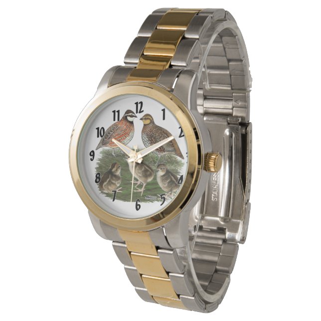 Vaktelfamilj Bobwhite Armbandsur (Vinklad)
