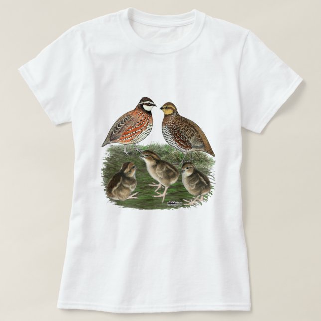 Vaktelfamilj Bobwhite Tee (Design framsida)