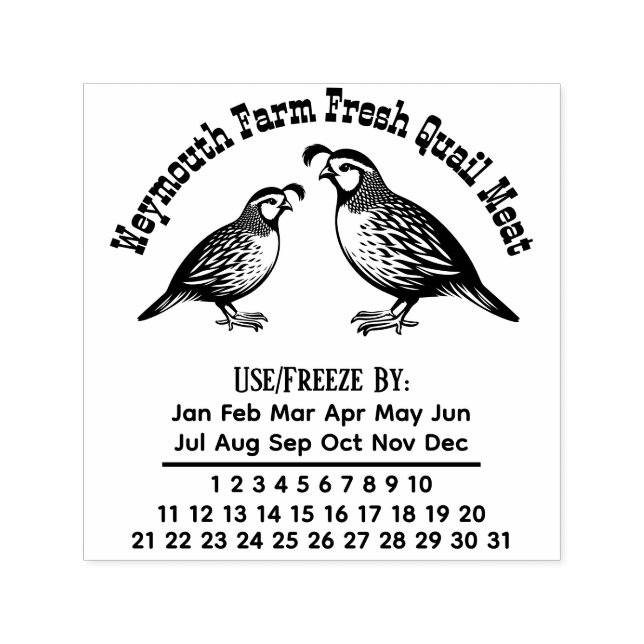 Vaktelgård Kött Ägg Färskhetskalender Datum #3D Självfärgande Stämpel (Design)