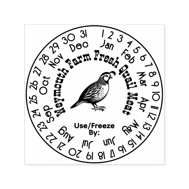 Vaktelgård Kött Ägg Färskhetskalender Datum #3S Självfärgande Stämpel (Design)