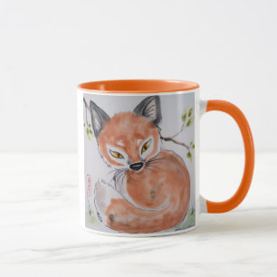 Vaktfull Red Fox, Oriental Design Mugg av Tuzi