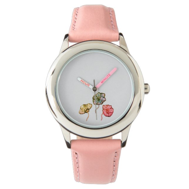 Vaktur Kids lilla blomma design Armbandsur (Framsida)