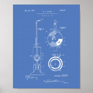 Vakuumrenare 1924 Patent Art Blueprint Poster