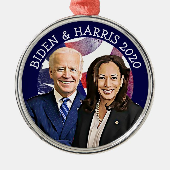 Val 2020 i Biden och Harris Keepsaké Julgransprydnad Metall (Framsidan)
