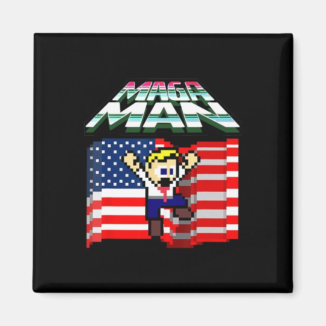 Val 2024 Amerikanska Flagga Mega Man Funny Preside Magnet (Framsidan)