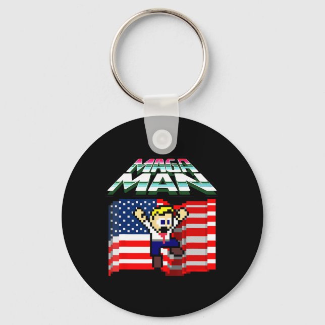 Val 2024 Amerikanska Flagga Mega Man Funny Preside Nyckelring (Framsida)