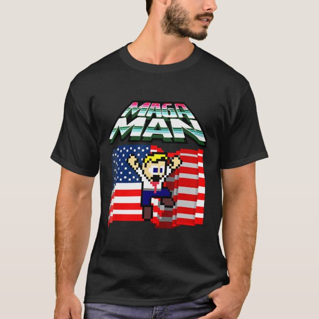 Val 2024 Amerikanska Flagga Mega Man Funny Preside T Shirt (Framsida)